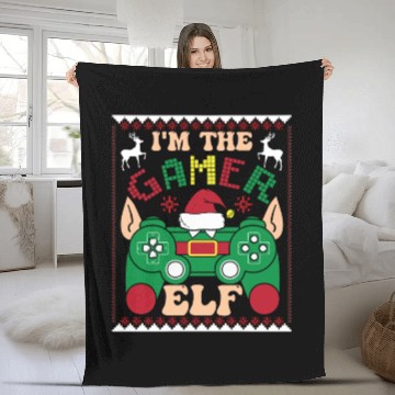 Discover Christmas I'm a Gamer Elf Video Player Gaming Fleece Blankets