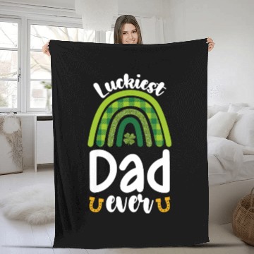 Discover Luckiest Dad Ever Family St Patrick's Day Fleece Blankets