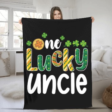 Discover One Lucky Uncle Matching Family St Patrick's Day Fleece Blankets