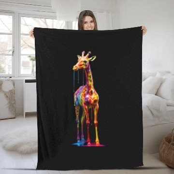 Discover Rainbow Colored Giraffe Fleece Blankets