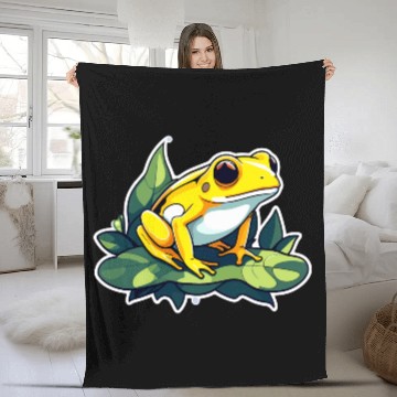 Discover Golden Poison Frog Illustration Fleece Blankets
