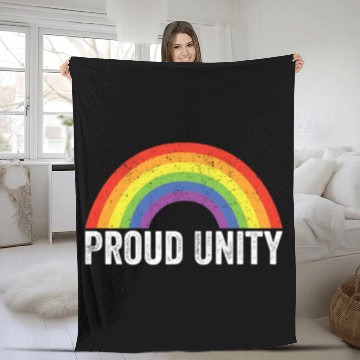 Discover Proud Unity Gay Pride LGBT Ally Rainbow Flag Fleece Blankets