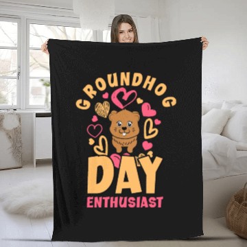 Discover Groundhog Day 2024 Enthusiast February 2nd Fleece Blankets