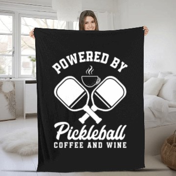 Discover Powered By Pickleball Coffee And Wine Fleece Blankets