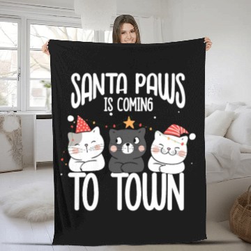 Discover Santa paws is coming to town Fleece Blankets