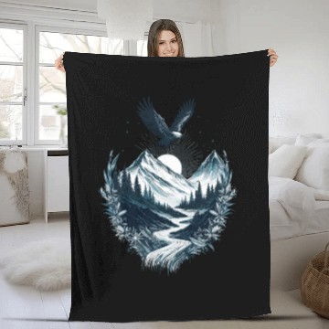Discover Mountain Silver Eagle Fleece Blankets