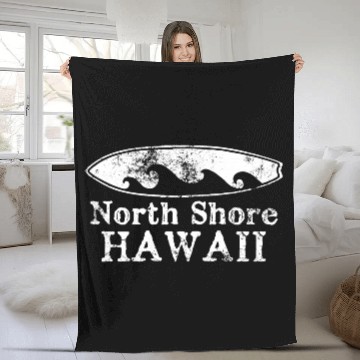 Discover North Shore Hawaii Surfboard Souvenirs Gifts Fleece Blankets