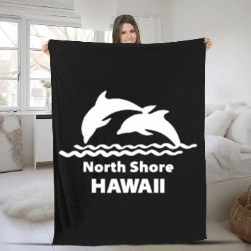 Discover North Shore Hawaii Dolphins Souvenirs Gifts Fleece Blankets