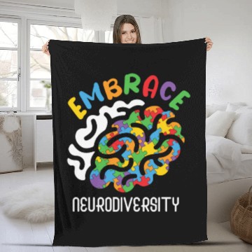 Discover Embrace Neurodiversity Autism Brain Fleece Blankets