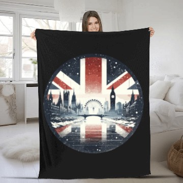 Discover Winter London Travel Vintage Logo Fleece Blankets