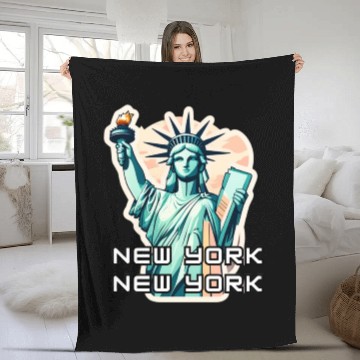 Discover New York - Statue of Liberty Fleece Blankets