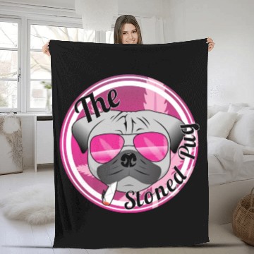 Discover The Stoned Pug Fleece Blankets