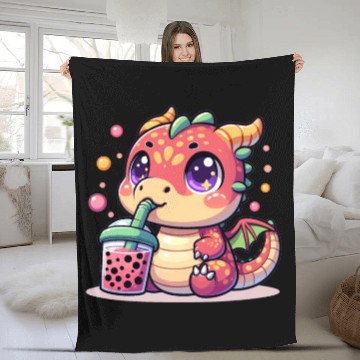 Discover Boba Tea Dragon Kawaii Fleece Blankets