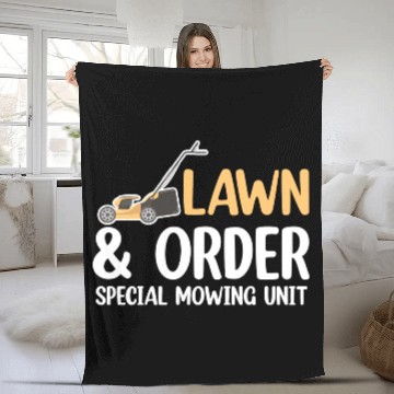 Discover Lawn & Order Special Mowing Unit Funny Lawn Care Fleece Blankets