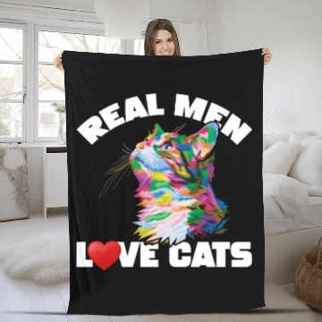 Discover Real Men Love Cats Fleece Blankets