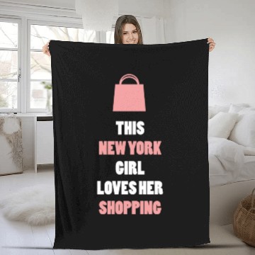 Discover this new york girl loves her shopping Fleece Blankets