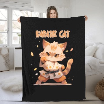 Discover Funny Karate Cat MMA Kawaii Martial Arts Fleece Blankets