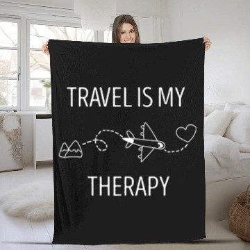 Discover Travel Is My Therapy Fleece Blankets