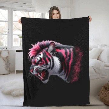 Discover Tiger pink punk Fleece Blankets