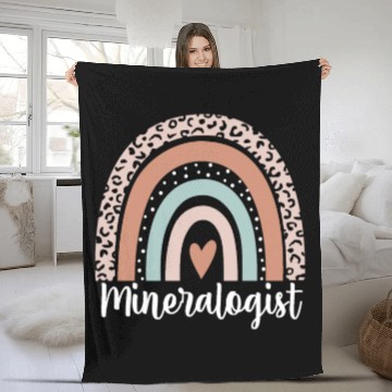 Discover Mineralogist Rainbow Leopard Funny Mineralogist Fleece Blankets