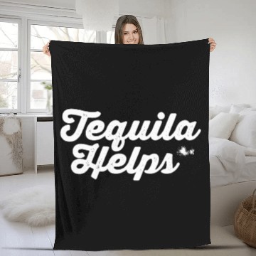 Discover Tequila Helps Funny Mexican Alcohol Drink Pun Fleece Blankets
