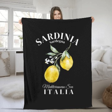 Discover Sardinia Island Sargenda Italia Lemon design Fleece Blankets
