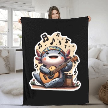 Discover Jamalotl Guitars Axolotl Hippie Plays Music Fleece Blankets