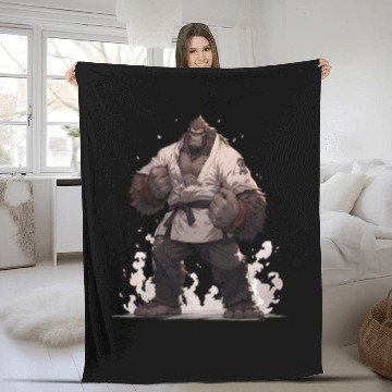 Discover Bigfoot Karate Martial Arts MMA Kawaii Fleece Blankets
