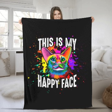 Discover This Is My Happy Face Fleece Blankets