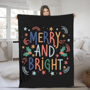 Discover Merry and Bright Colorful Pastel Christmas Design Fleece Blankets
