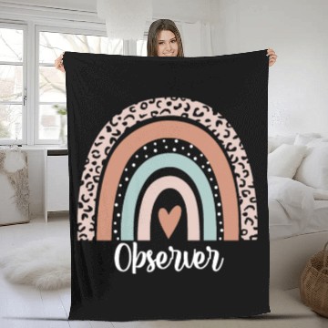 Discover Observer Rainbow Leopard Funny Observer Fleece Blankets
