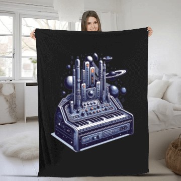 Discover Theremin with Futuristic Sci-Fi Space Theme Fleece Blankets