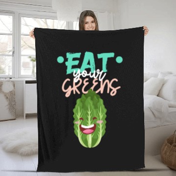 Discover Cute Eat Your Greens Graphic Fleece Blankets