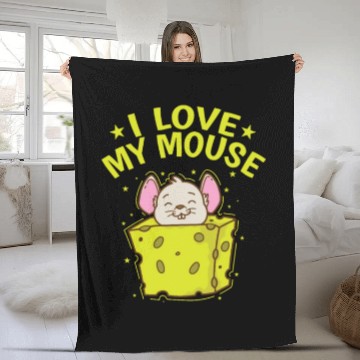 Discover I love my Mouse Rodent Cheese Mammal Fleece Blankets