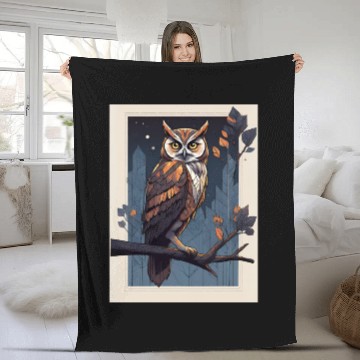 Discover Night Owl Geometry Fleece Blankets