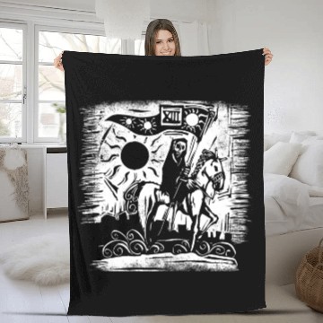 Discover Tarot Death Card Blackcraft Fleece Blankets