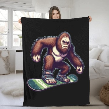 Discover Bigfoot Snowboard Fleece Blankets