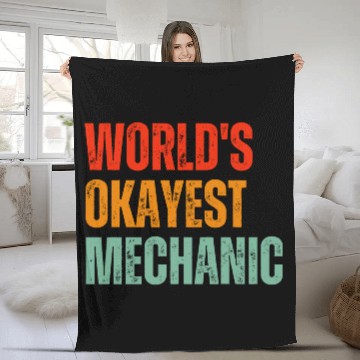 Discover World's Okayest Mechanic Fleece Blankets
