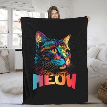 Discover Meow Cat Fleece Blankets