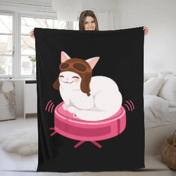 Discover Robot Vacuum Cleaner Cat Robot Fleece Blankets