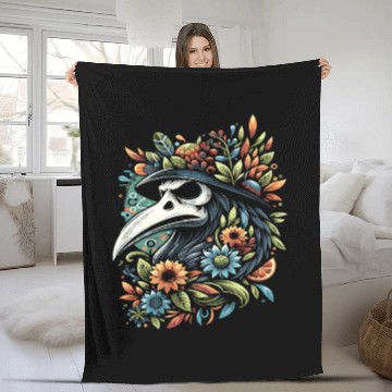 Discover Spooky Halloween Horror Plague Doctor Black Death Fleece Blankets
