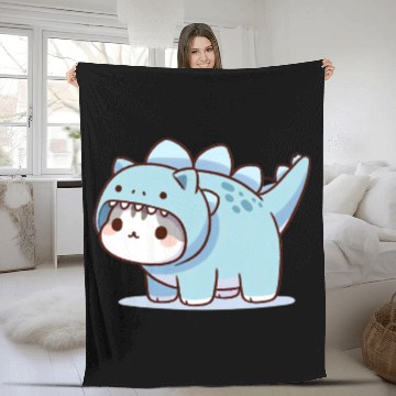 Discover Cat in Stegosaurus Costume Fleece Blankets