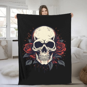 Discover Toten skull aesthetics roses grunge goth skull Fleece Blankets