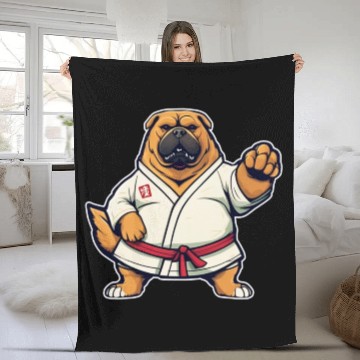 Discover karate dog Fleece Blankets