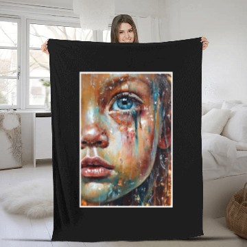 Discover Abstract Sad Girl Unhappy People Sadness Fleece Blankets