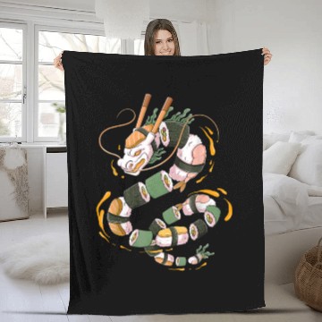 Discover Japanese Sushi Dragon Roll Kawaii Dragon Anime Fleece Blankets