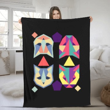 Discover Geometric Cats Bat Retro abstract Fleece Blankets