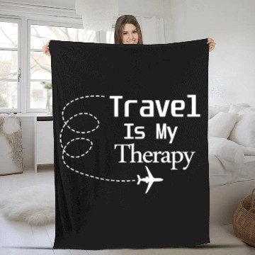 Discover Travel Is My Therapy Fleece Blankets