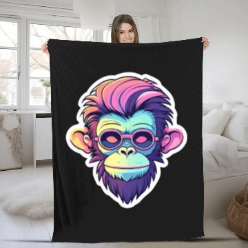 Discover Ape Monkey Illustration Fleece Blankets
