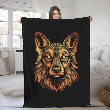 Discover German Shepherd Funny Dog Street Art Comic Pet Fleece Blankets